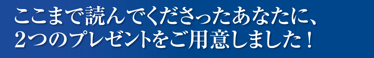 ここまで読んでくださったあなたに、２つのプレゼントをご用意しました。